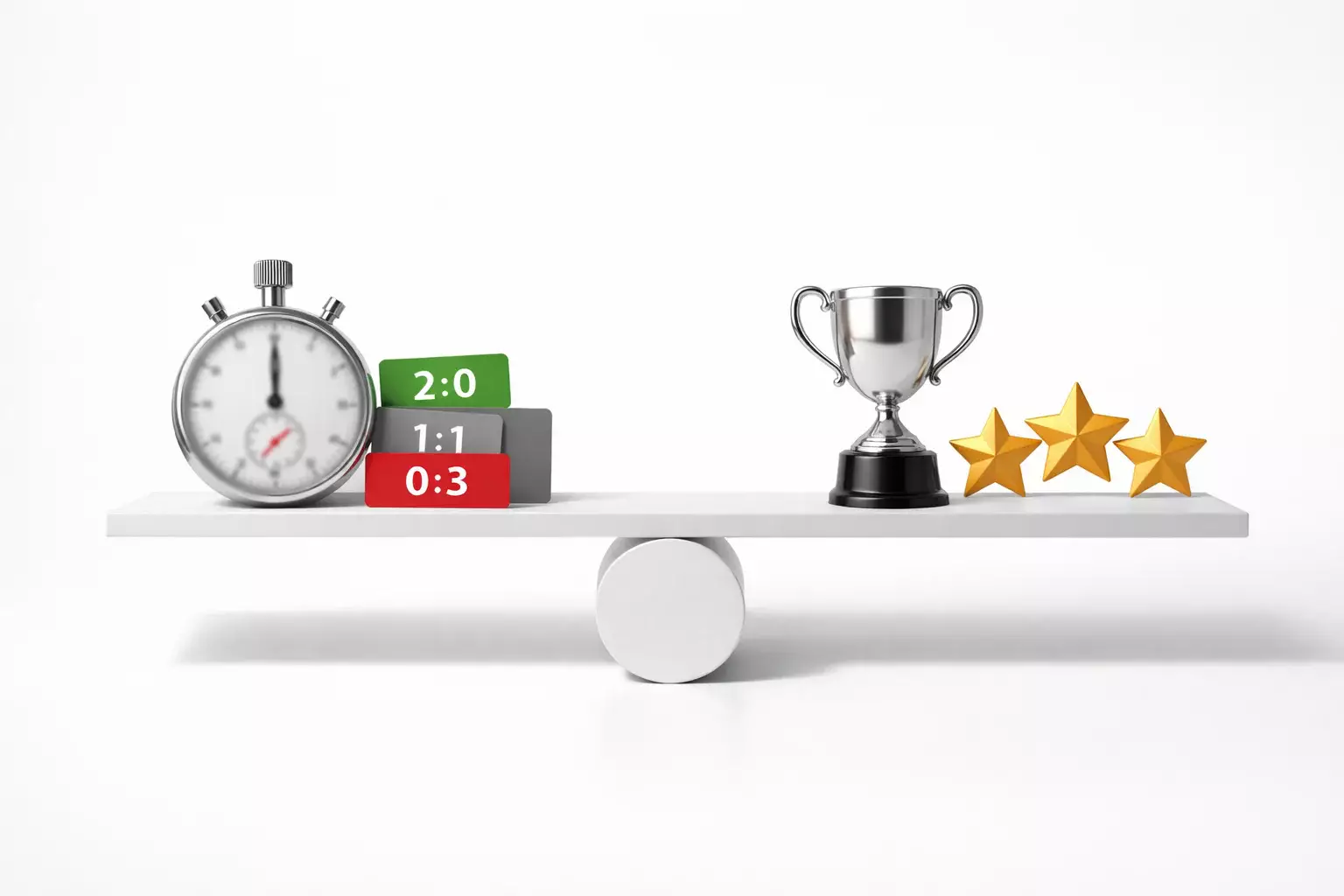 Symbolische Waage die Form und Klasse im Fußball gegenüberstellt